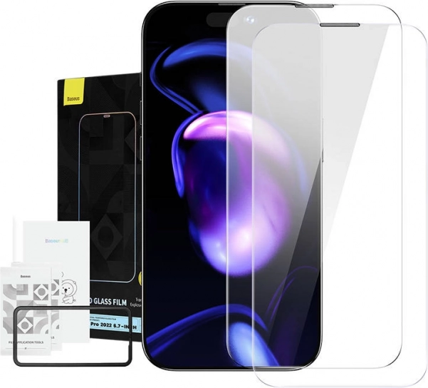 Baseus Crystal hærdet glas støvafvisende 0,3 mm til iPhone 14/13/13 Pro – Dobbeltpakke