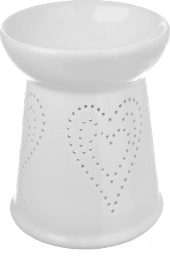 Hvid porcelæns-aromalampe med hjerte
