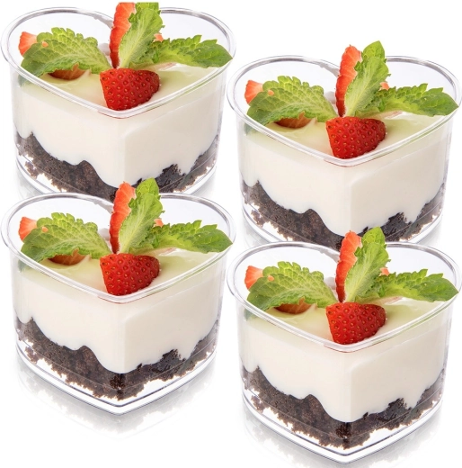 Hjerteformede dessert- og snackbægre 130 ml, 4 stk.