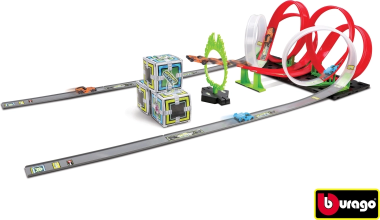 Bburago GoGears Extreme Double Vortex-racerbane med to biler