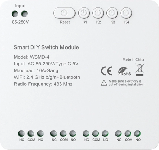 Smart 4-kanals AVATTO relæmodul til DIY 250 V