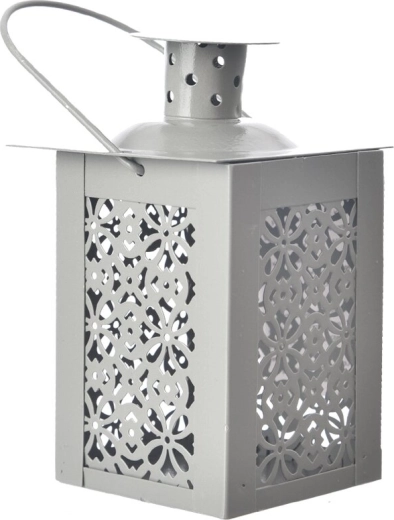 Dekorativ metal lanterne grå 12 cm