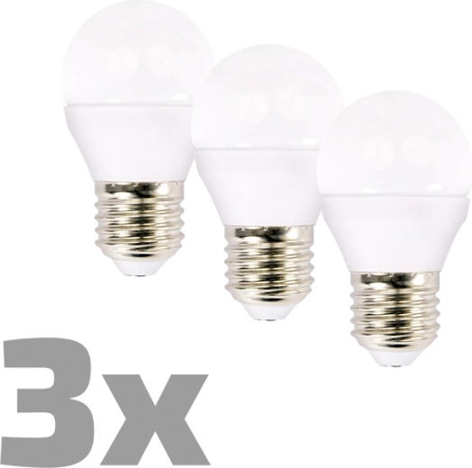 Ecolux LED-miniglobe-pære E27 6 W 3000 K 450 lm - 3 stk.