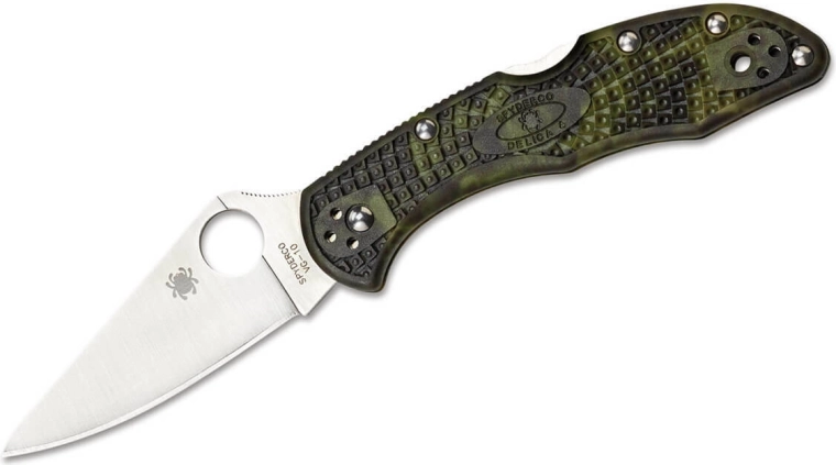 Spyderco Delica 4 fladtslebet lightweight Green Zome foldekniv 7,4 cm
