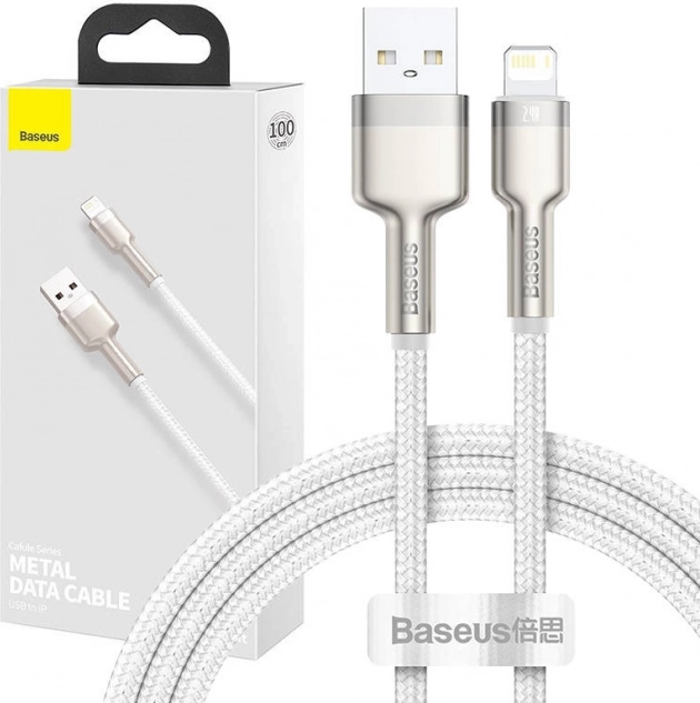 USB-kabel Lightning Baseus Cafule 2,4A 1 m hvid