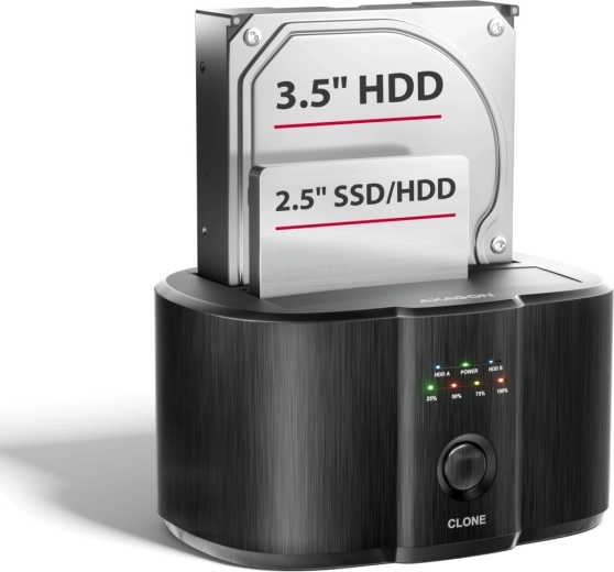 AXAGON docking- og kloningsstation til 2× SATA-diske