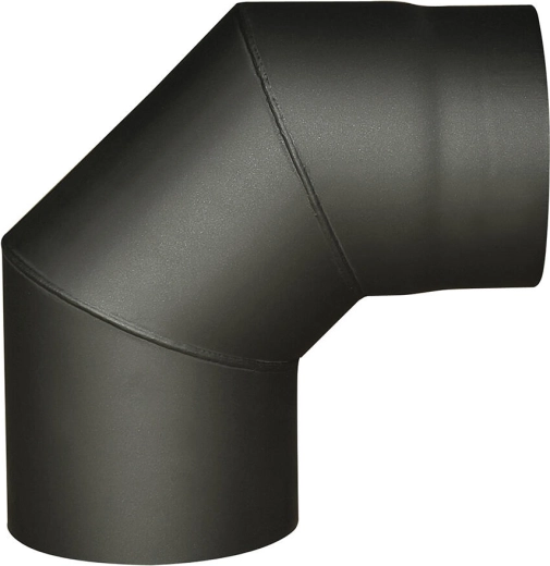 Røgrørsknæ 125 mm 90° sort, godstykkelse 1,5 mm