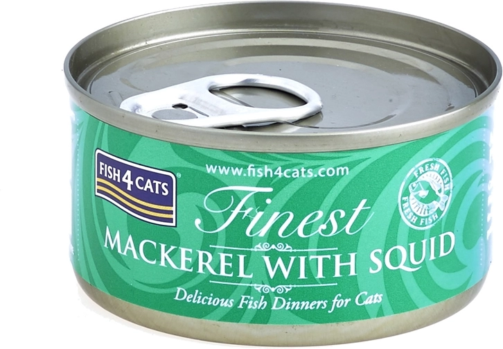 Kattefoder på dåse Fish4Cats makrel med blæksprutte 70 g