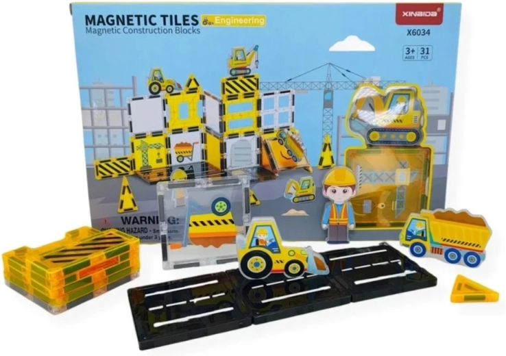 Magical Magnet magnetisk byggesæt – byggeplads (31 dele)