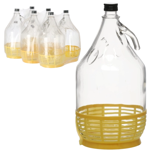 Glasdemijohn 5 l med metal låg og håndtag