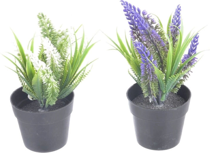 Kunstig lavendel i plastikpotte