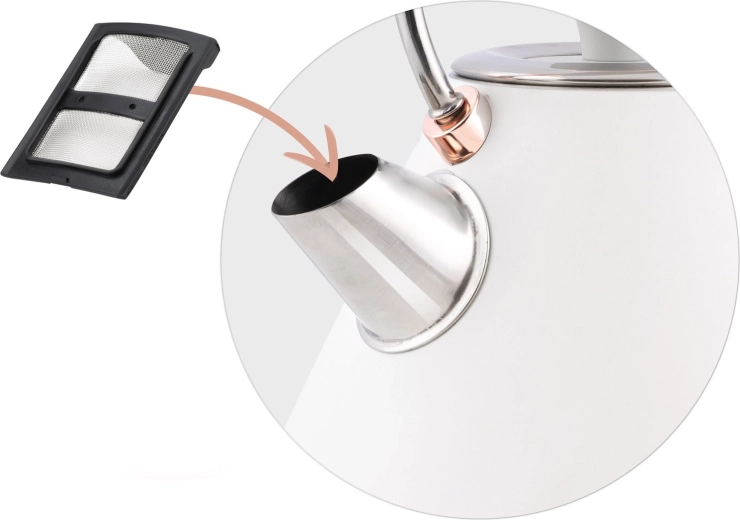 Metaltud med aftageligt kalkfilter