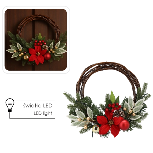 Stilfuldt rød‑gyldent design