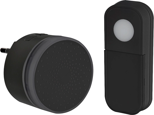 Solight trådløs mini-dørklokke til stikkontakt, 180 m, sort (learning code)
