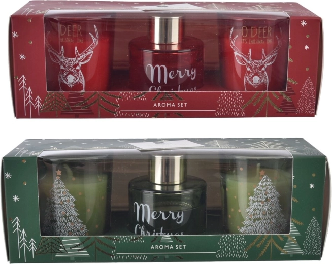 Julesæt med aromadiffuser og lys 30 ml (2 varianter)