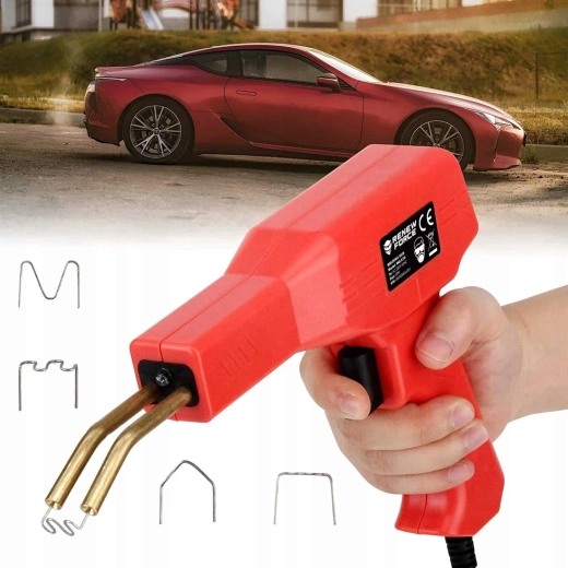 Reparation af revnet plast ved indsmeltning af clips