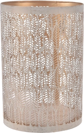 Lysestage Leaf i metal i beige-guld finish
