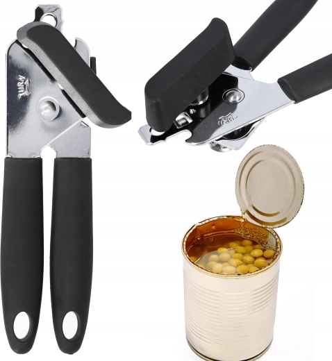 Manuel dåseåbner i rustfrit stål med ergonomiske håndtag
