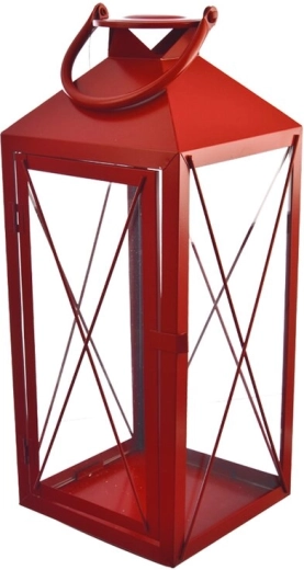 Rød metal-lygte – mellem 35 cm