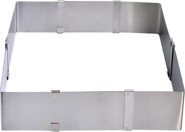 Justerbar firkantet kageform i rustfrit stål 16–28 cm