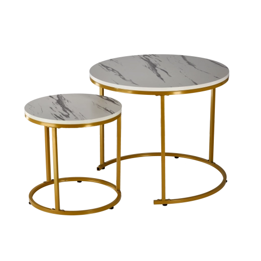 Elegant marmorlignende look og guldfarvet stel
