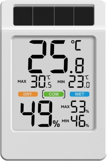 Solcelledrevet termo-hygrometer Rainpoint BALDRTHERM med stor skærm - 1 stk.