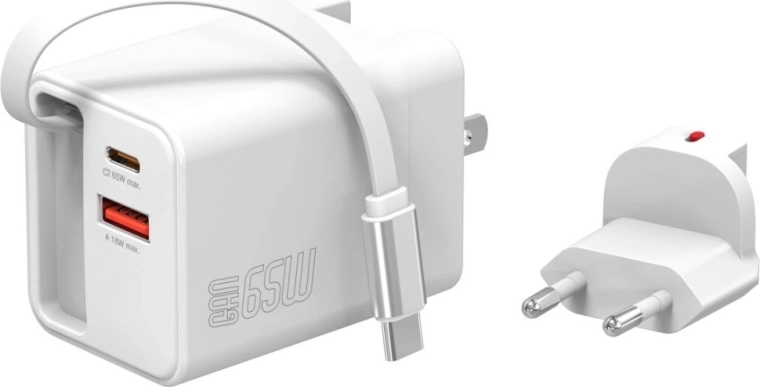 Integreret, oprulleligt “yo‑yo”‑kabel