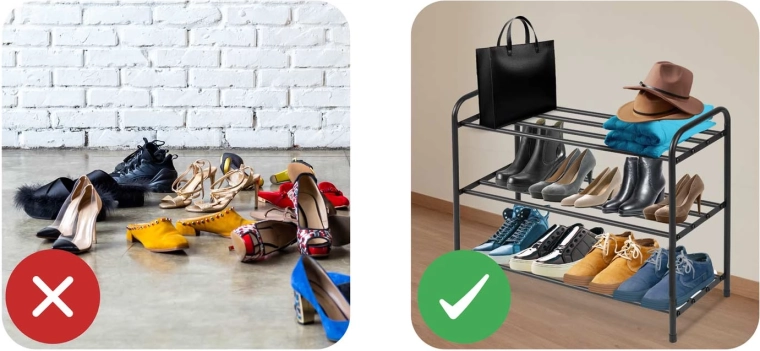 Op til 16 par på tre hylder