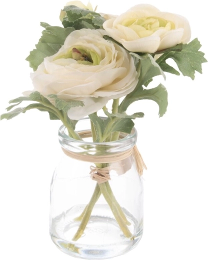 Vase Blomst i plast og glas, hvid, 15 cm