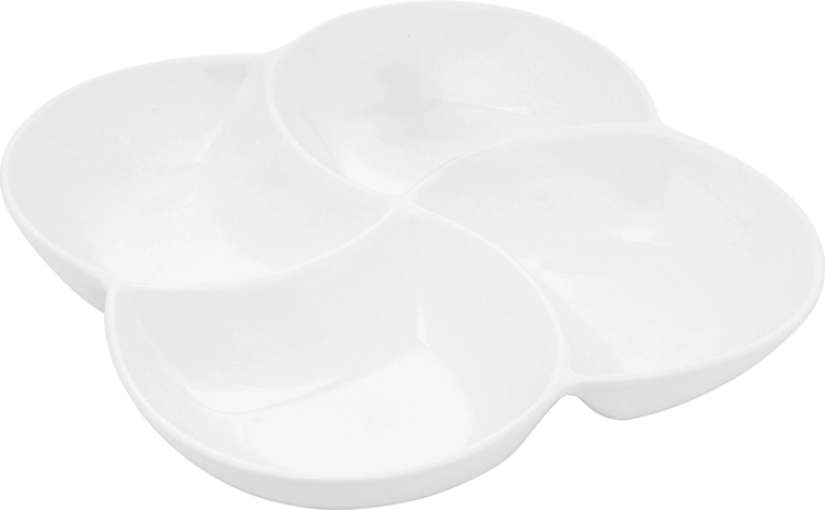 Regular opdelt porcelænsserveringsskål 4 rum 26,5 cm cremefarvet