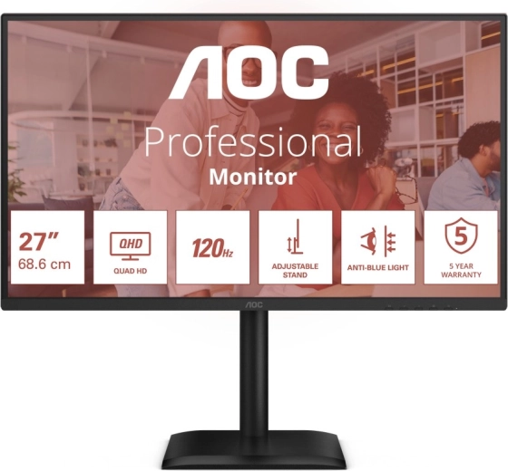 AOC Q27E4CV 27" QHD IPS-skærm 120 Hz med USB-C og RJ-45