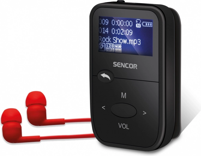 Mp3-afspiller sencor 8 gb med micro sd, fm-radio og clip