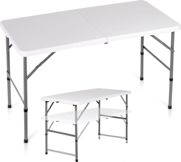 Vilde sammenklappeligt cateringbord 2-i-1 hvid 120 × 60 cm, højde 49/73,5 cm