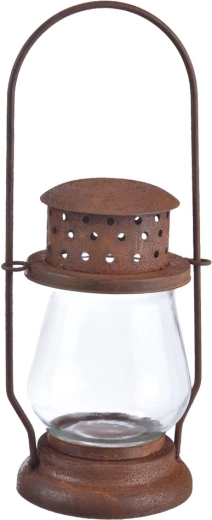 Lanterne i metal og glas med rustpatina 34 cm