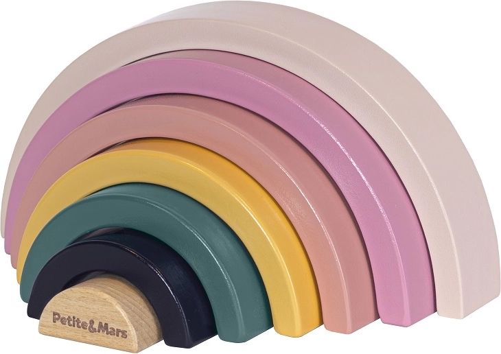 Træ-rainbow puslespil PETITE&MARS Wood of Mars Aurora Pink 24m+