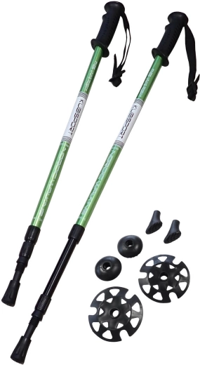 Kubisport trekking teleskopstave med antishock, grønne (1 par)