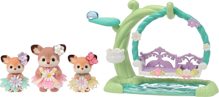 Sylvanian Families rådyr på blomsterskål – legesæt med 3 figurer