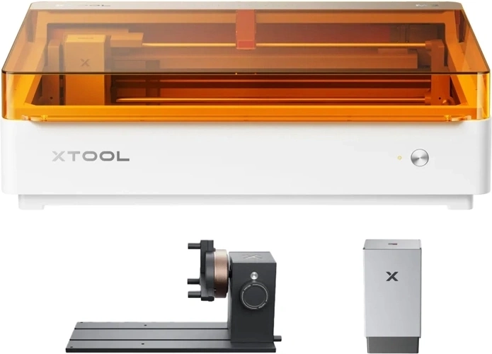 xTool M2 Deluxe 10 W lasergraver og -skærer med CMYK-modul og RA3 Lite roterende sæt