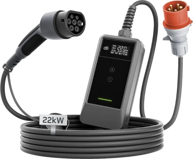 Bærbar oplader til elbiler DEPOW 22 kW med 10 m kabel og Type 2-stik