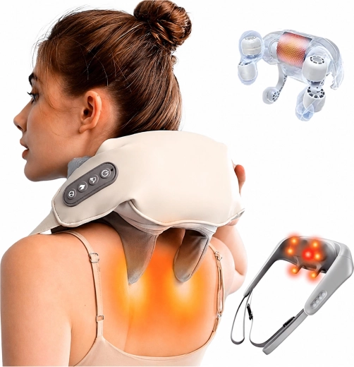 Shiatsu massagekrave til nakke, skuldre og ryg med varme - 1 stk.