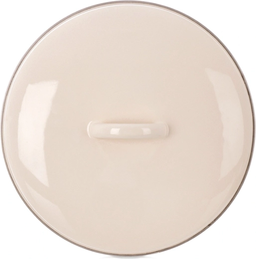 Emaljeret cremefarvet låg 24,5 cm