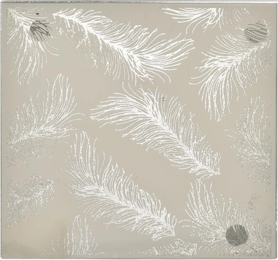 Dekorativ bakke i glas, bladform, hvid med sølvdetaljer, 15 × 15 cm