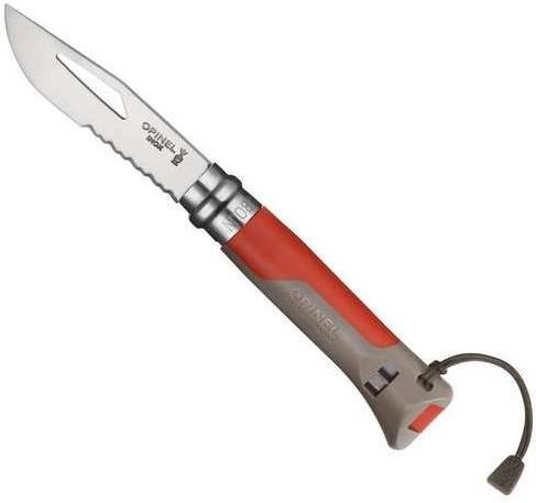 Opinel N°08 Outdoor Inox rød – lommekniv med fløjte