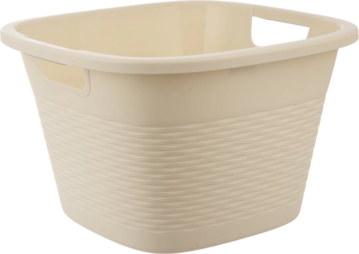 Plastvask Loop firkantet med håndtag beige 16,8 l