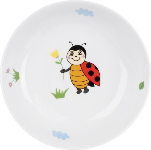Dyb, opdelt børnetallerken Mariehøne 19 cm