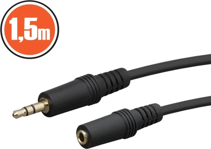 Forlængerlydkabel Jack 3,5 mm, 1,5 m, sort