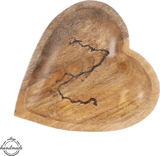 Træbakke af mangotræ med hjerte 26 × 24 cm