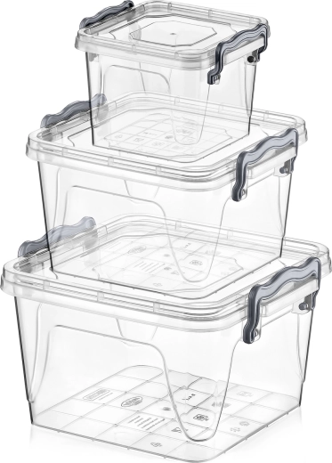 Sæt med firkantede beholdere Multi Box 0,55 l, 1,2 l og 2,4 l