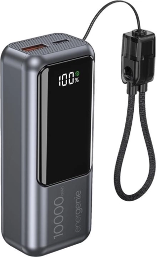 Powerbank med LCD-display 10.000 mAh QC 3.0 20 W grå