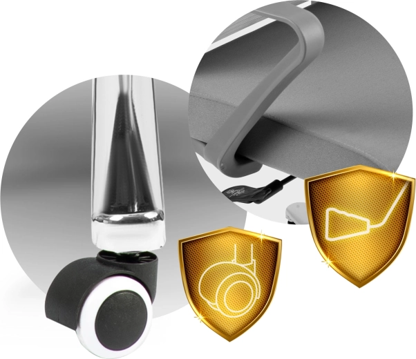 Stabil base og stille hjul